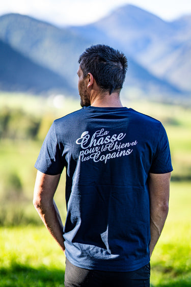 T-shirt "La chasse pour le chien et les copains" - Navy (unisexe)